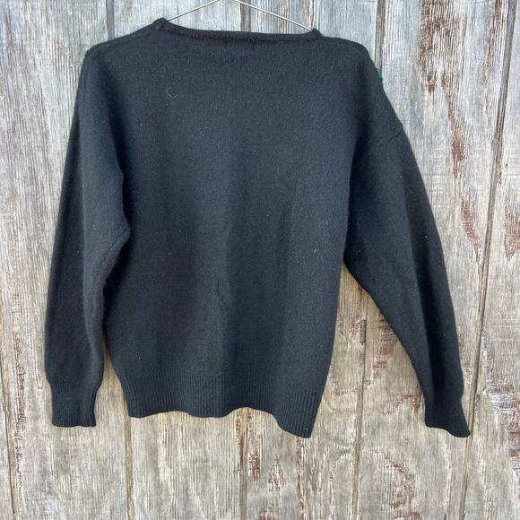 Vintage 80s Le Roy Knitting Lambswool Angora Floral 3-D Embroidery Sweater XL - Picture 3 of 5